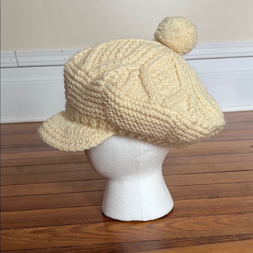 Vintage John Molloy Ireland Pure Virgin Wool Fisherman Newsboy Cap Beret Pom